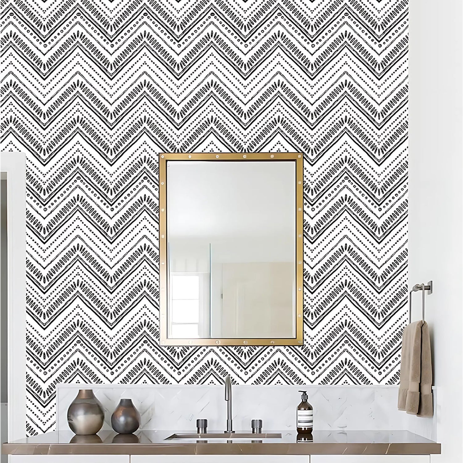 Waterproof Chevron Pattern Wall Sticker 45cm x 3meter (1 Pc) Waterproof Chevron Pattern Wall Sticker 45cm x 3meter (1 Pc)
